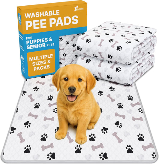 Happy Doggo washable waterproof dog pee pads two-pack in 34 by 36 inch size