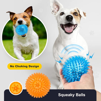 3.5" Spiky Squeaky Dog Balls I 6-Pack