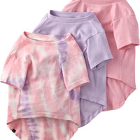 Organic Dog T-Shirts 3 Pack | Cotton Pet Clothes Pink Tie Dye