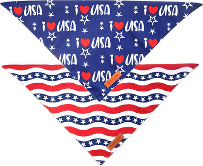 Patriotic USA Dog Bandana Two-Pack for Celebrations