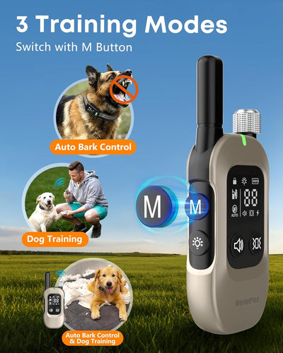 2-in-1 Dog Shock & Bark Collar with Remote I 4500FT Waterproof