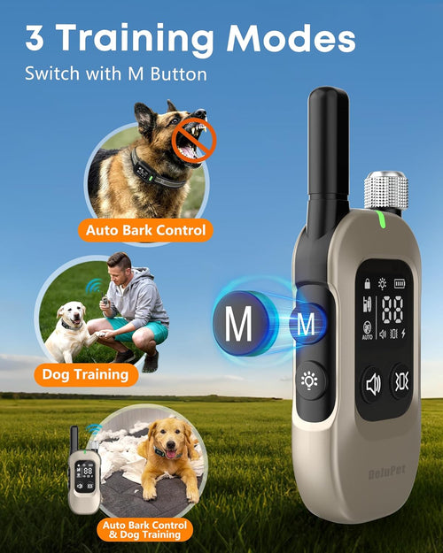 2-in-1 Dog Shock & Bark Collar with Remote I 4500FT Waterproof