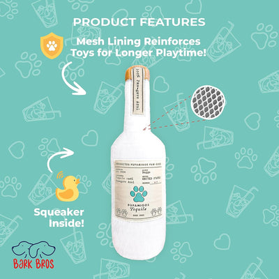 Funny Plush Squeaky Dog Toy | Liquor Bottle Parody Dog Chew Toy