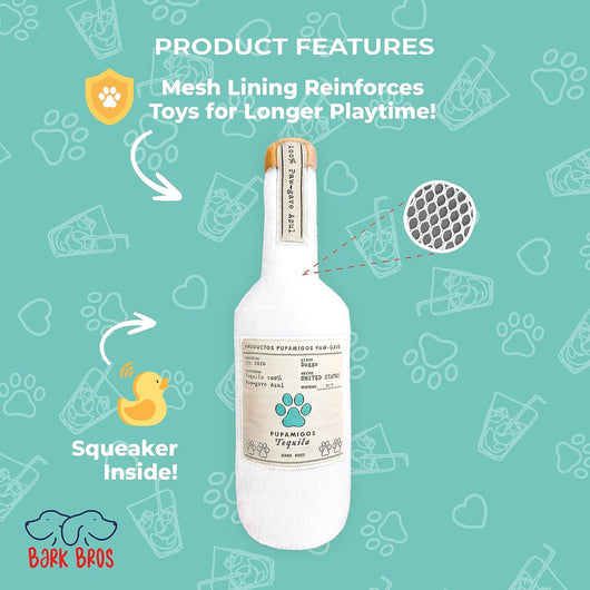 Funny Plush Squeaky Dog Toy | Liquor Bottle Parody Dog Chew Toy