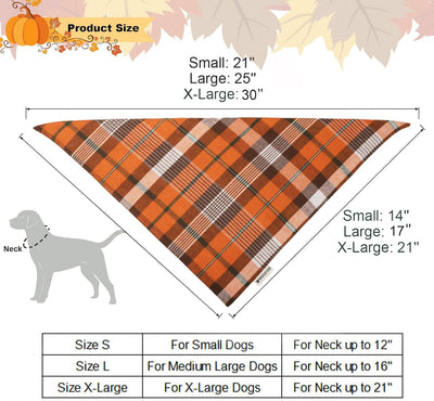 Fall Plaid Dog Bandana Hat Bow Set