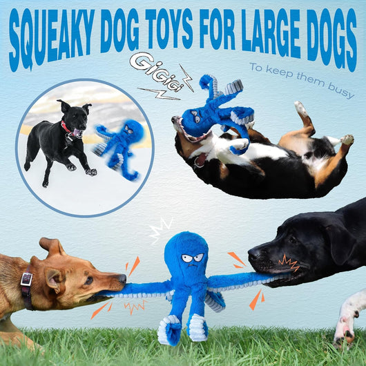 Durable Squeaky Octopus Plush Toy