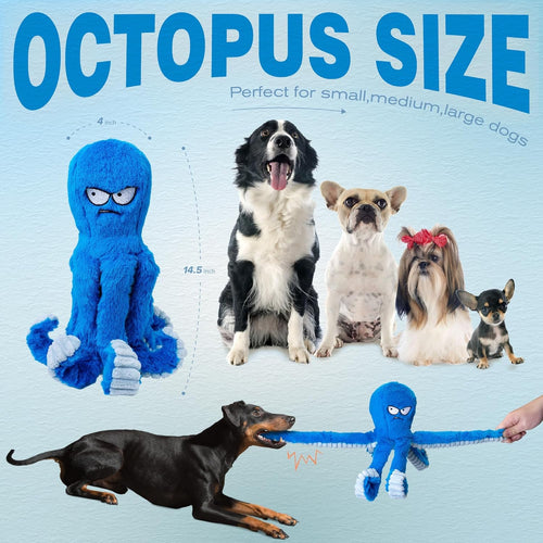 Durable Squeaky Octopus Plush Toy
