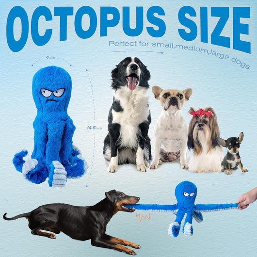 Durable Squeaky Octopus Plush Toy