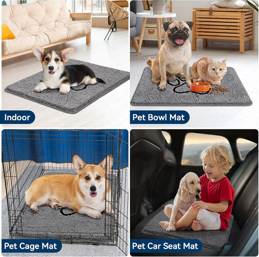 Super Absorbent Dog Door Mat I 30"x20" Washable