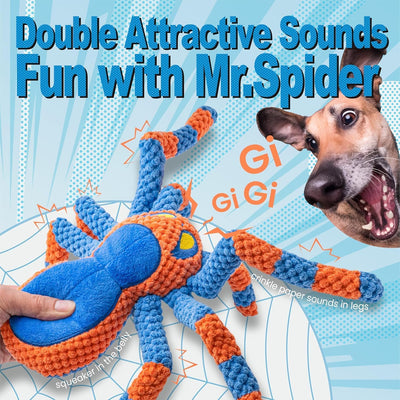 Squeaky Spider Tug Toy for Busy Dogs