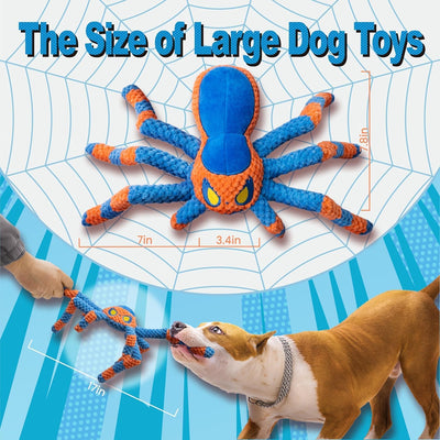Squeaky Spider Tug Toy for Busy Dogs