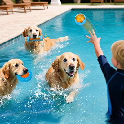 Floating Squeaky Dog Pool Toys Fetch Set