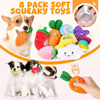 Squeaky Plush Puppy Toys 8-Pack