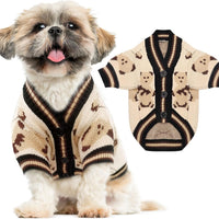 Cute Bear Dog Sweater Cardigan – Soft Knit Warm Dog Clothes for Small & Medium Dogs