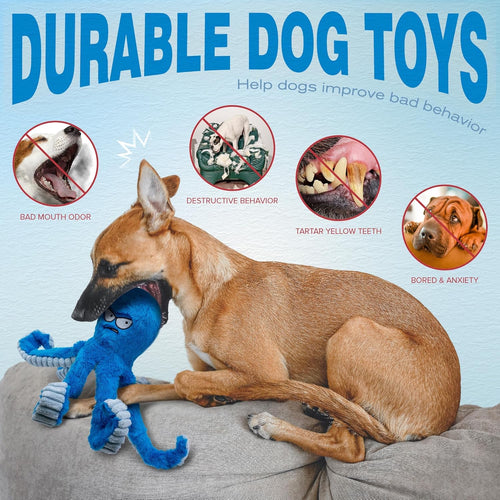Durable Squeaky Octopus Plush Toy