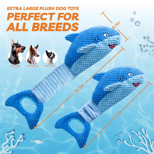 Squeaky Shark Tug Toy for Busy Dogs