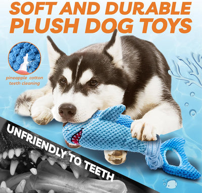 Squeaky Shark Tug Toy for Busy Dogs