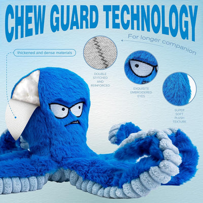 Durable Squeaky Octopus Plush Toy