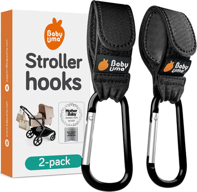 Universal stroller bag hooks with non-slip aluminum carabiner clips