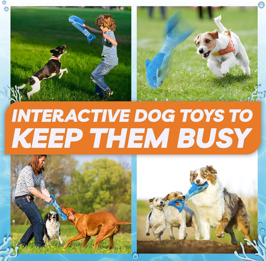 Squeaky Shark Tug Toy for Busy Dogs