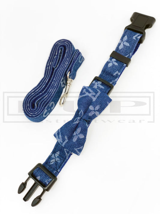Ellie Blue Bowtie Collar And Whimsical Leash