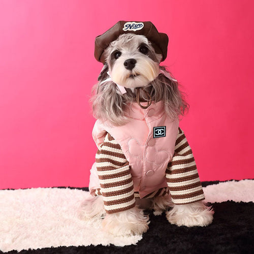 Down Pink Yellow Edgy Jacket For Dog