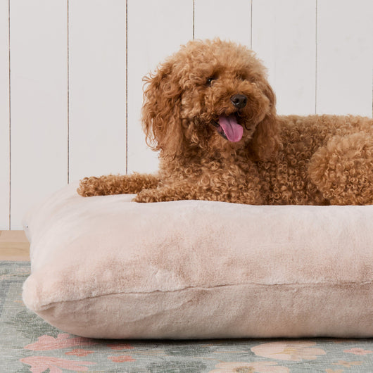 Natural Faux Fur Pillow Dog Bed