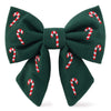 Evergreen Candy Cane Dog Bow