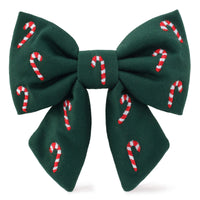 Evergreen Candy Cane Dog Bow
