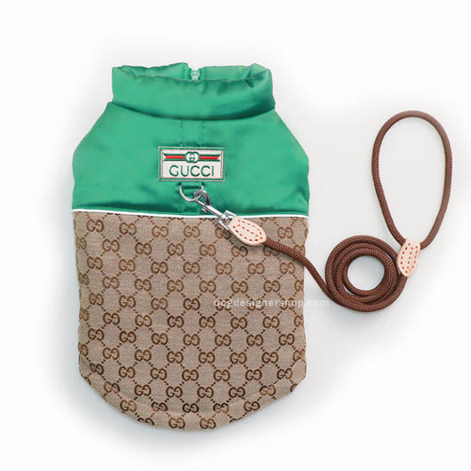 Designer Dog Coats With Golden Leash