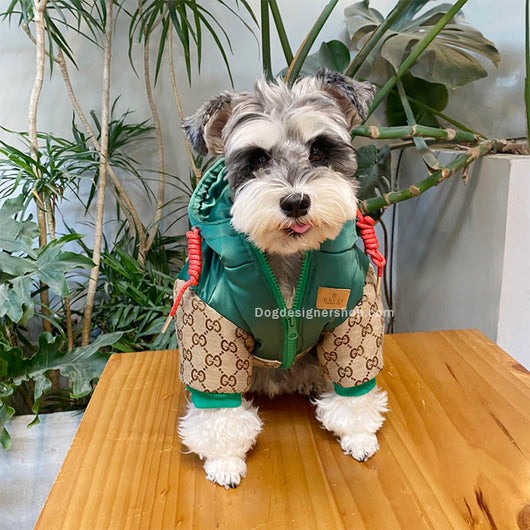 Khaki Pet Clothing Puffer Offbeat Coat