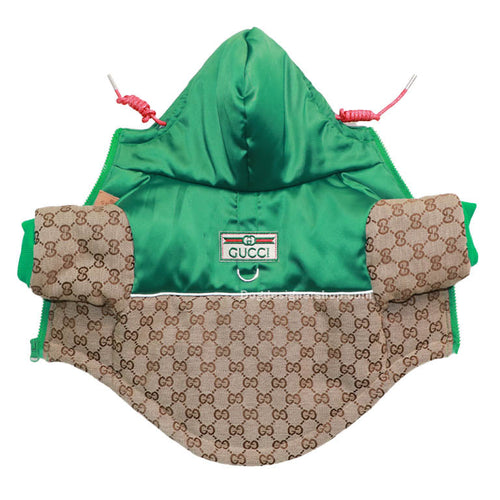 Khaki Pet Clothing Puffer Offbeat Coat