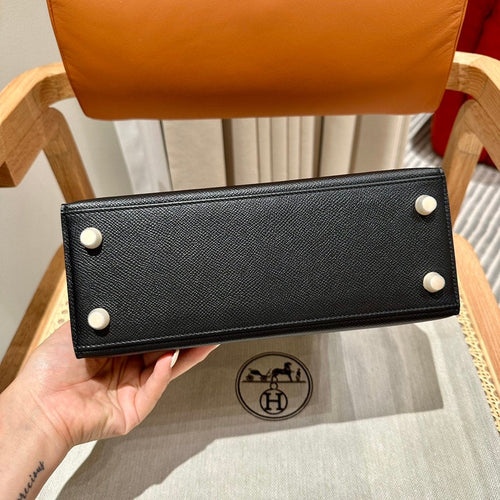 Kelly 25 Black Epsom Sellier From France Luxury Bag