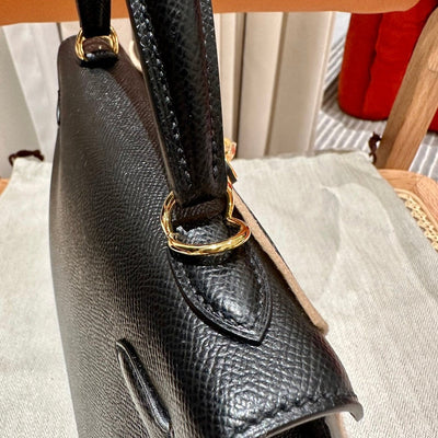 Kelly 25 Black Epsom Sellier From France Luxury Bag