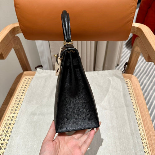 Kelly 25 Black Epsom Sellier From France Luxury Bag