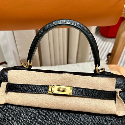 Kelly 25 Black Epsom Sellier From France Luxury Bag