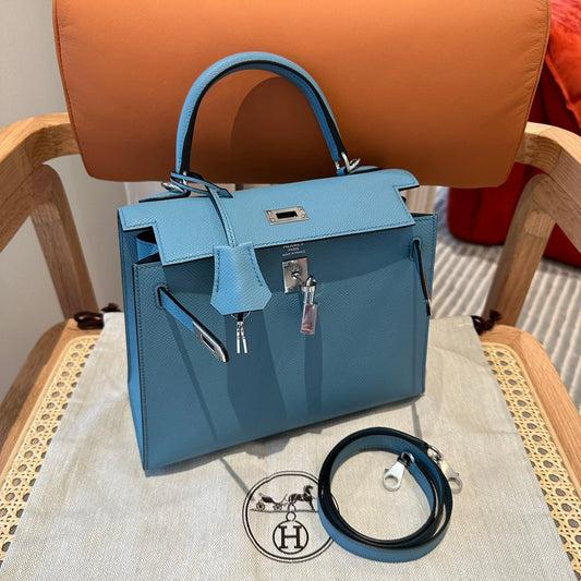 Kelly 25 Bleu Jean Luxury Bag