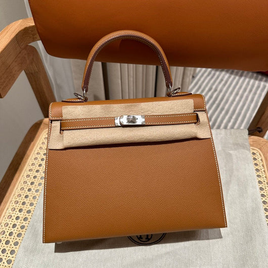 Kelly 25 Gold Palm Print Luxury Bag