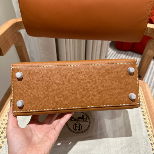 Kelly 25 Gold Palm Print Luxury Bag