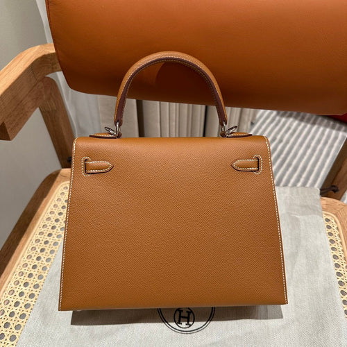 Kelly 25 Gold Palm Print Luxury Bag