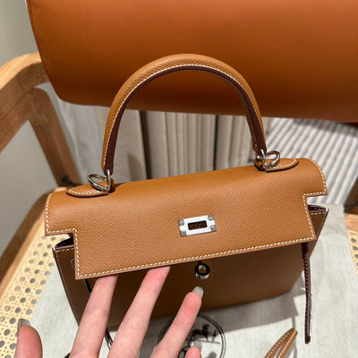 Kelly 25 Gold Palm Print Luxury Bag