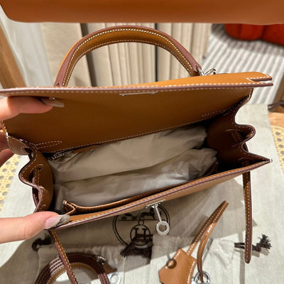 Kelly 25 Gold Palm Print Luxury Bag