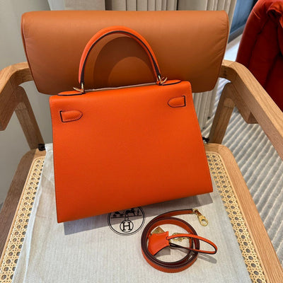 Kelly 28 Feu Orange Luxury Bag