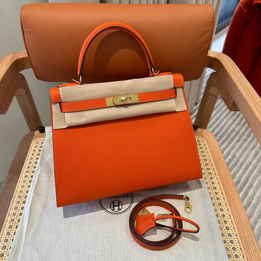 Kelly 28 Feu Orange Luxury Bag