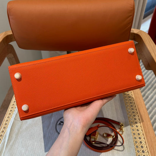 Kelly 28 Feu Orange Luxury Bag
