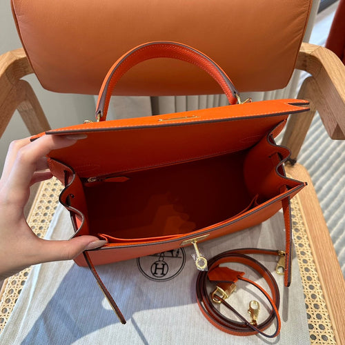 Kelly 28 Feu Orange Luxury Bag