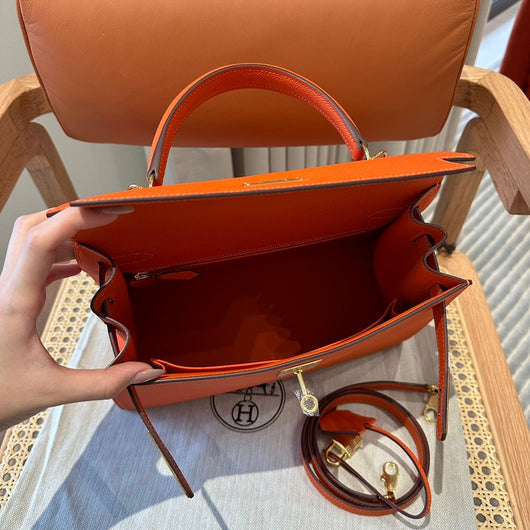 Kelly 28 Feu Orange Luxury Bag