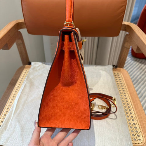 Kelly 28 Feu Orange Luxury Bag