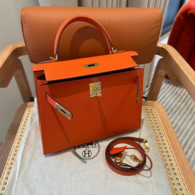 Kelly 28 Feu Orange Luxury Bag