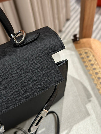 Kelly 25 Black Epsom Sellier From France Luxury Bag